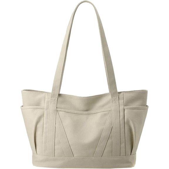 Kukuzhu Canvas Shoulder Bag Women Soft Designer Tote Bag Casual Large Shopping Handbag Purse