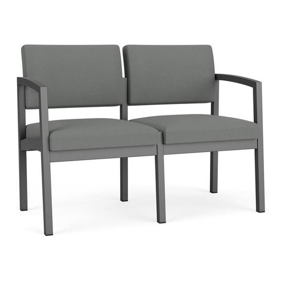 Lenox Steel Reception Waiting Room Loveseat / Charcoal Steel / Light Gray