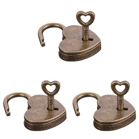 SJYYTT 3Pc Metal Heart Shaped Drawer Suitcase Security Lock Padlock With Key Mini Padlocks Notebook Small Heart Locks Silver Padlock for Necklace Book Padlock Storage Box Jewelry Box Suitcase Handbag