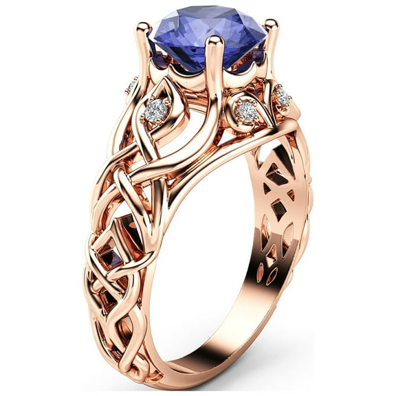 Celtic Bluish Violet Tanzanite Engagement Ring