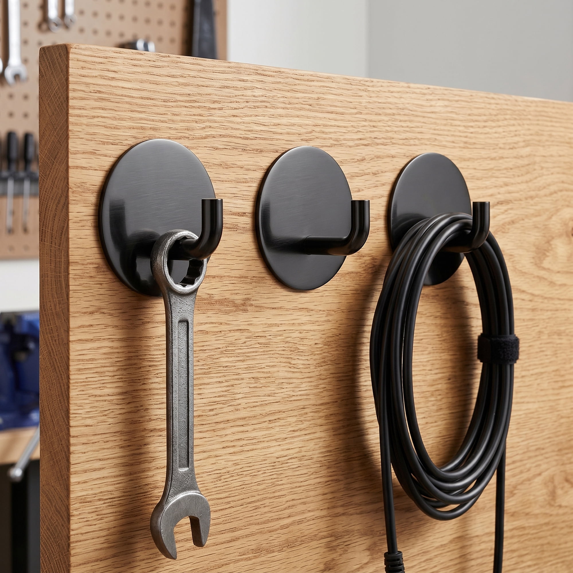 Unique Bargains 12Pcs Utility Hooks Metal Round Durable Wall Hooks Black - Round