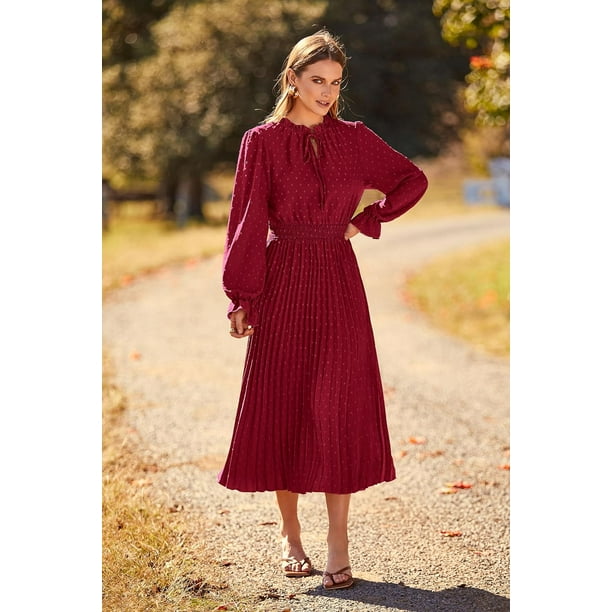 midi fall dresses casual PRETTYGARDEN Women's Casual Midi Dresses Square Neck Short Sleeve Smoc