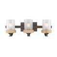 thumbnail image 1 of Golden Lighting 1048-BA3 GMT-CS 3 Light Bath Vanity, Gunmetal Bronze & Clear Sandblasted, 1 of 4