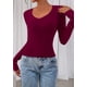 thumbnail image 3 of Remera PRETTYGARDEN Otoño 2025 Crop Top Escote Profundo en V Vino Tinto Talle L, 3 of 8