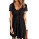 thumbnail image 4 of Vestido de mujer de talle alto y mangas cortas con escote en V y botones en color negro para primavera y verano, 4 of 6