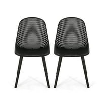 GDF Studio Yazmeen Outdoor Modern Dining Chairs, Set of 2, Black