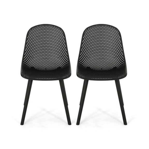 GDF Studio Yazmeen Outdoor Modern Dining Chairs, Set of 2, Black