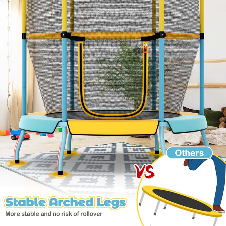 Costway Trampoline for Kid's with Safety Enclosure Net, Blue