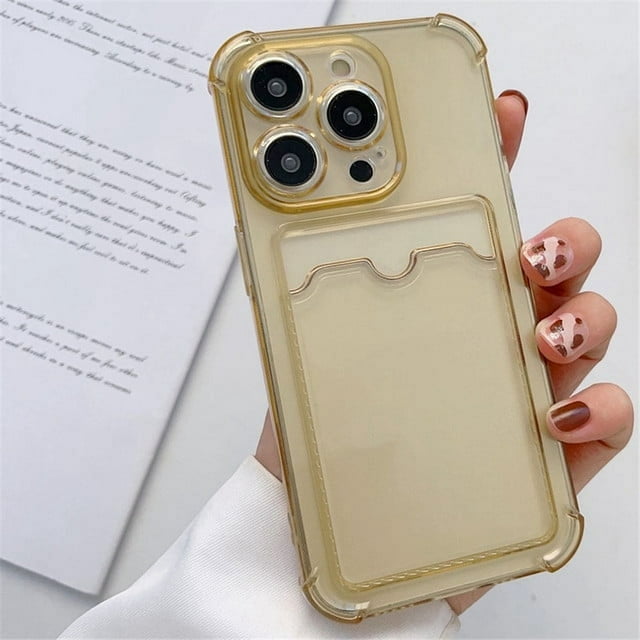 Transparent Card Slot Bag Holder Case For iPhone 15 14 13 12 11 Pro Max Mini X XS XR 7 8 Plus Clear Shockproof Soft Wallet Cover
