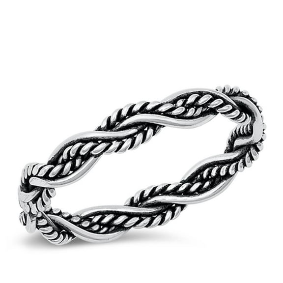 Cute Weave Braided Wedding Promise Ring .925 Sterling Silver Band Jewelry Female Male Unisex Size 9