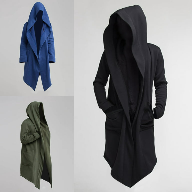 Men Super Long Trench Coat Oversize Hooded Cape Cloak Jacket Mantle Outwear  2020