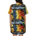 thumbnail image 6 of Fuzoiu Halloween Fruit Platter Print Women's Short-Sleeved Pajama Set,Lounge Sleepwear Set,Womens Pajama Sets 2 Piece,Button-Up Top and Shorts with Pockets-XX-Large, 6 of 7
