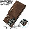thumbnail image 5 of Nalacover for Samsung S20 Ultra, Wallet with RFID Credit Card Holder and Zipper Pocket,Drop Protection Flip Cover Ring Holder Kickstand with Double Magnetic Clasp for Samsung Galaxy S20 Ultra, Brown, 5 of 10