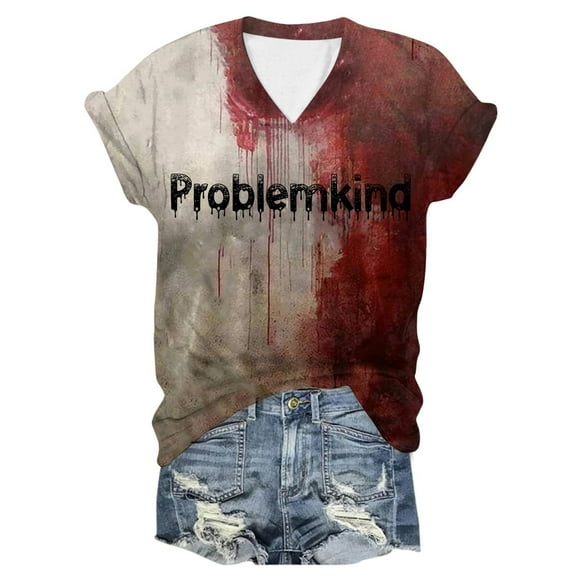 2025 Womens Printed Short Sleeve Trashier Shirts O Neck T-Shirt Spandex T Shirts for Women Top Blouse Tall Women's Shirts Womens Compression Shirts Women's Layering
