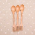 thumbnail image 3 of 3PCS Kid's Fork Spoon Practical 2 in 1 Wooden Fork Soup Spoon Kitchen Flatware for Kids, 3 of 8