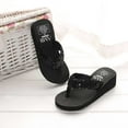 thumbnail image 4 of ELABCH Women's Slippers Summer Fashion Sequin Flip Flops with Platform Beach Sandals Black, 4 of 5