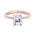 thumbnail image 3 of Harvey - Moissanite Radiant Cut Lab Diamond Hidden Halo Engagement Ring with PavÃ© Band, 3 of 5