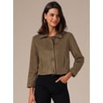 thumbnail image 3 of DARING DIVA Women's Faux Suede Long Sleeve Button Down Short Jacket Coat S Brown, 3 of 6