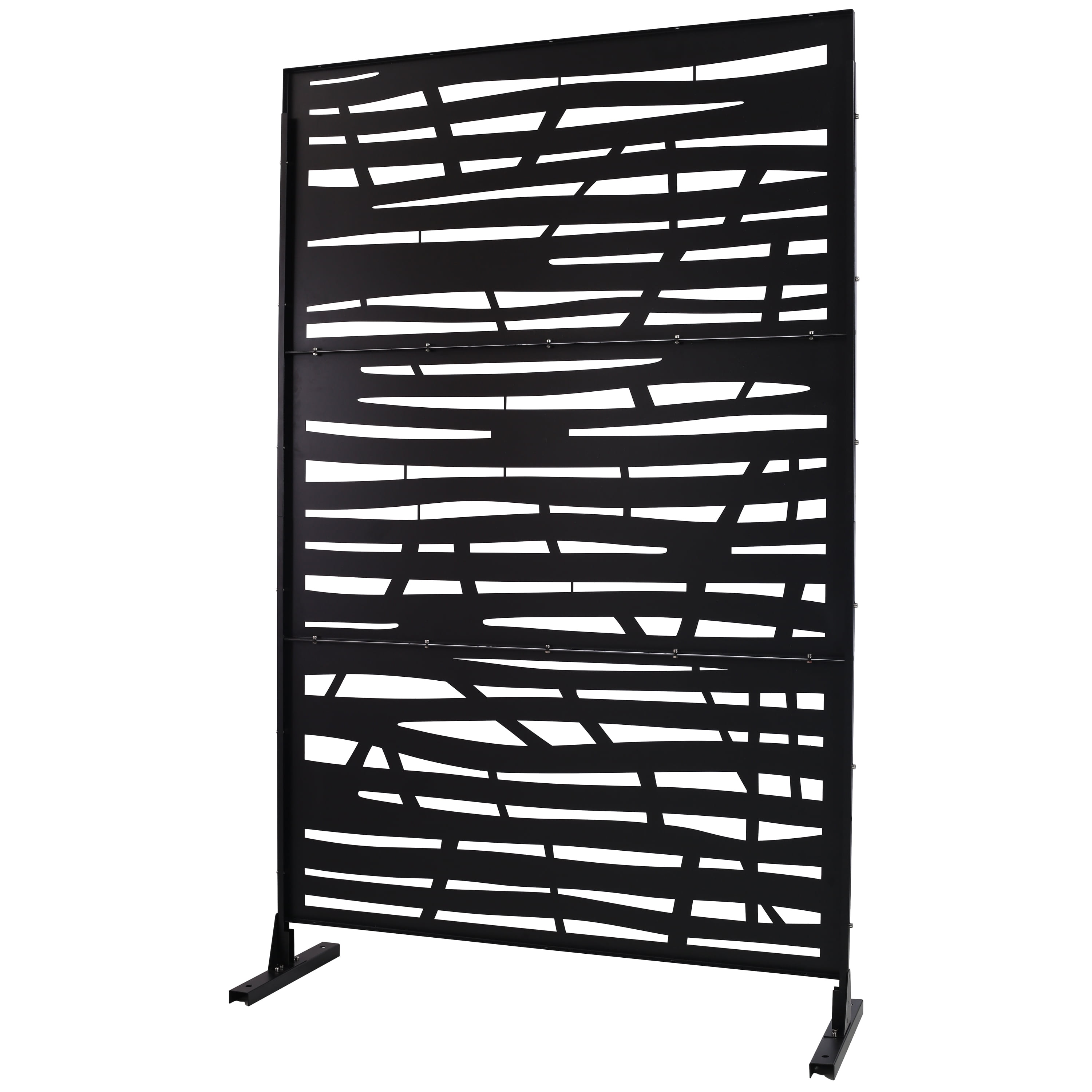 Outdoor Decor Privacy Screen, 76"Hx48"W Freestanding Metal Room Divider for Deck Balcony, Rust Red