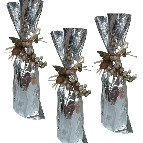 300 Silver Bottle Wine Bag 6 5 X 18 Flat Metallic Bags Tall 300 Silver Bottle Wine Bag 6 5 X 18
