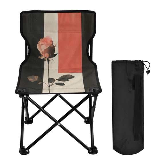 WOBOGO Pink Rose Camping Chair Convenient Four Corner Backrest Folding Stool Can Hold Up to 220lbs