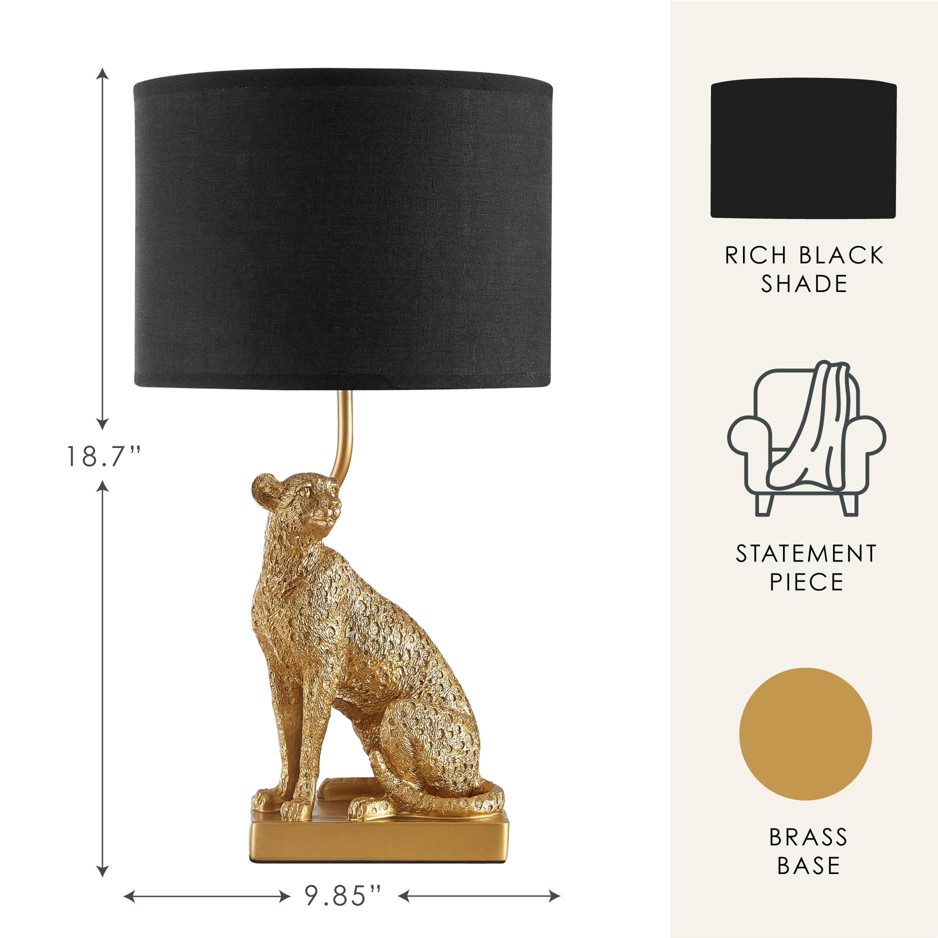 Home Decor Collection Black Leopard Brass Table Lamp