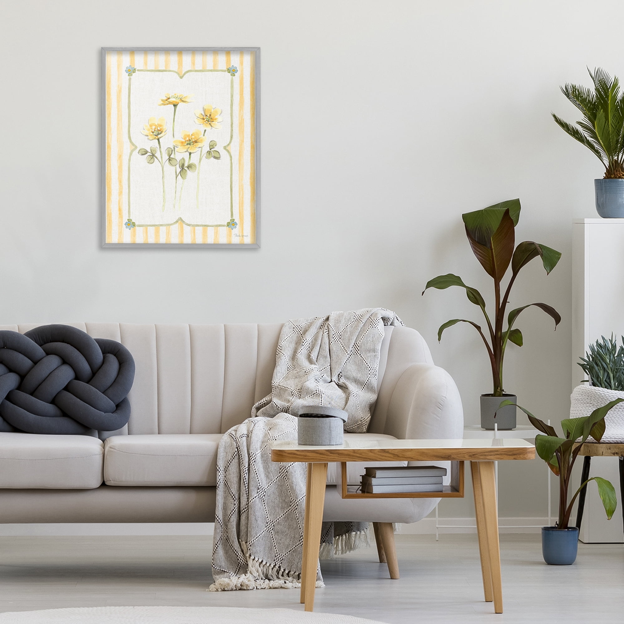 Stupell Industries Sweet Honey Florals Gray Framed Giclee Art, design by Beth Grove