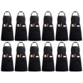 thumbnail image 1 of 12 paquetes de delantales de cocina con 2 bolsillos, delantales de cocina ajustables para el hogar para mujeres y hombres (poliéster negro), 1 of 4