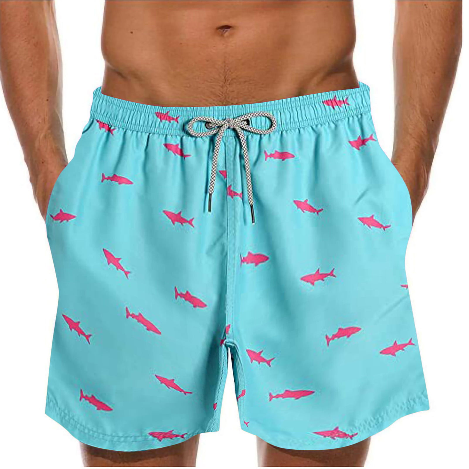 White Tiger Funny Summer Quick-Drying Swim Trunks Beach Shorts Cargo Shorts 
