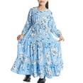 thumbnail image 2 of XQYLOS Vintage Floral Girls Dress Long Sleeve Elastic Cuff Spring/Summer/Fall Tiered Skirt Design Breathable Cotton Play Clothes Adjustable Waistband, 2 of 9