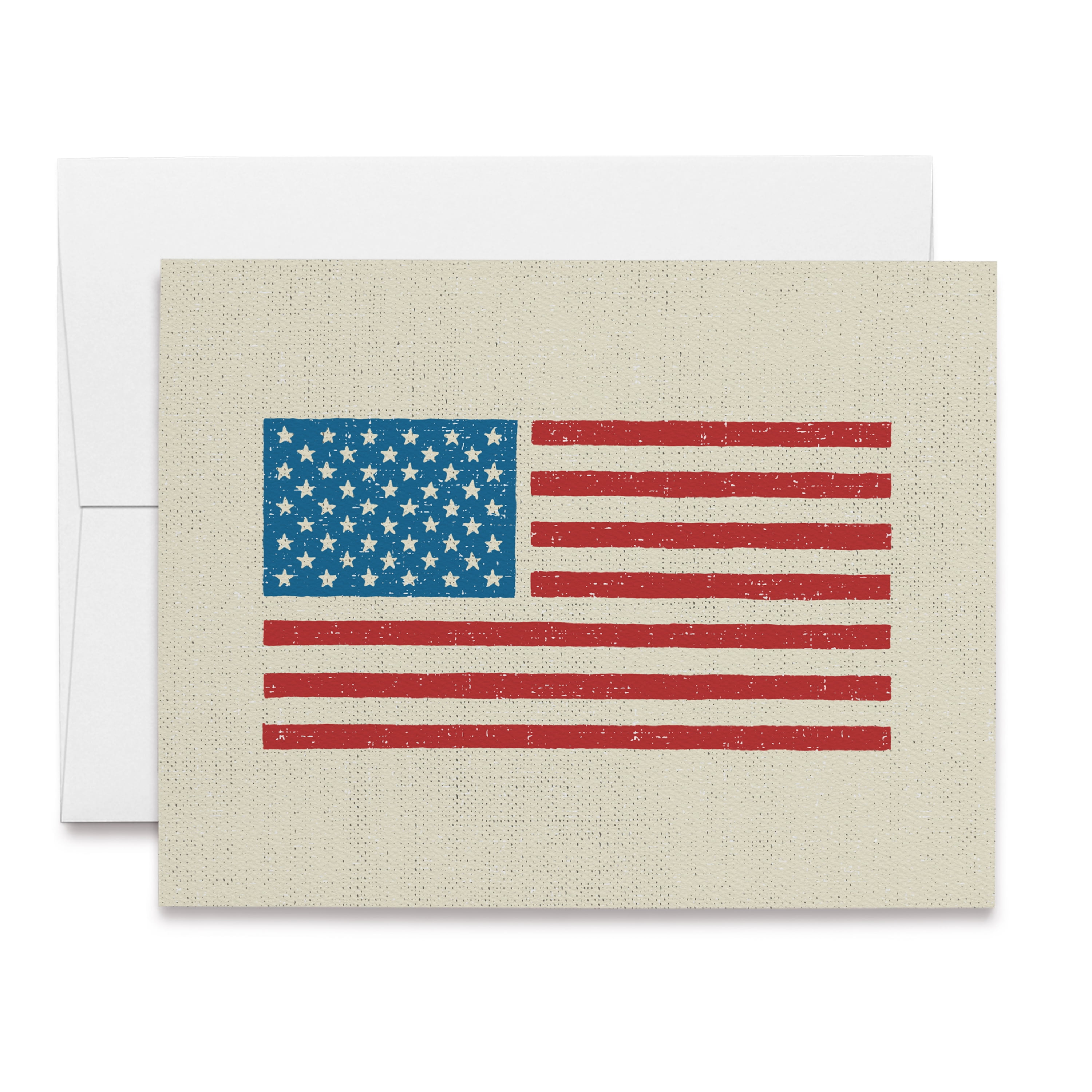 Twigs Paper American Flag Note Cards Set of 12 Blank Patriotic