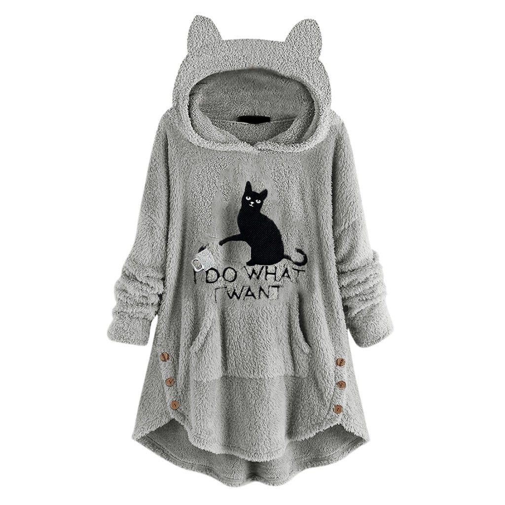 Plus size animal hoodies with ears cheap