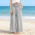 thumbnail image 4 of Posijego Girls Boho Pants Stretch High Waisted Print Wide Leg Casual Beach Summer Vacation Trousers Pants with Pockets, 4 of 7
