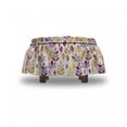 thumbnail image 4 of Floral Ottoman Cover, Ear of Wheat and Leaves, 2 Piece Slipcover Set with Ruffle Skirt for Square Round Cube Footstool Decorative Home Accent, Standard Size, Earth Yellow Purple, by Ambesonne, 4 of 5