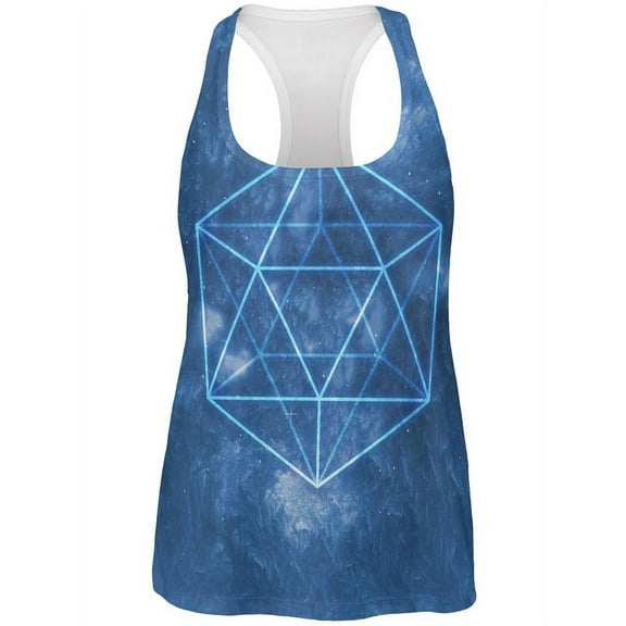Sacred Geometry Icosahedron Crystal Wind All Over Womens Work Out Tank Top Multi LG