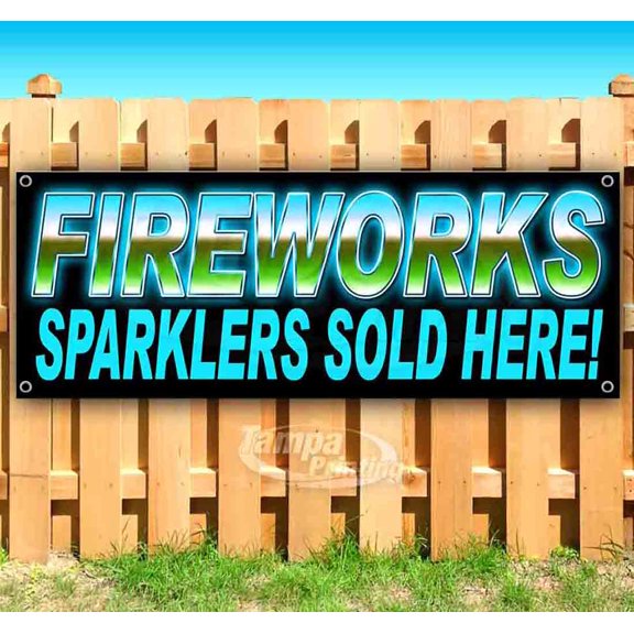 Fireworks Sparklers Bl 13 oz Vinyl Banner With Metal Grommets