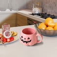 thumbnail image 5 of Btomtd 11oz Pumpkin Shape Ceramic Mug, Suitable as Water Cups and Coffee Cups, Pumpkin Cups for Tea and Milk, Office Drinkware for Festive Coffee Mugs, Pink, 5 of 7