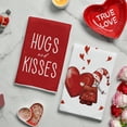 thumbnail image 3 of Sm:)e Valentine's Day Kitchen Dish Towels, 18x26 Inch, Set of 4, Gnomes Hugs and Kisses Love Heart, 3 of 6