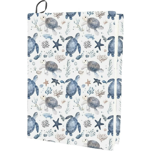 Turtle Stretchable Book Cover Sea Animal Washable Reusable Large Nylon Book Protector Elastic Notebook Wraps Suitable for Hardcover Books Classroom Students