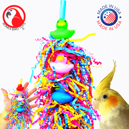 Bonka Bird Toys 2956 Triple Multi Duck Chew Preen Cage Toy
