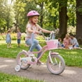 thumbnail image 2 of Costway Vélo pour Enfants 14 Pouces avec Roues Stabilisatrices, Freins à Rétropédalage, Selle et Guidon Ajustables, Rose, 2 of 10