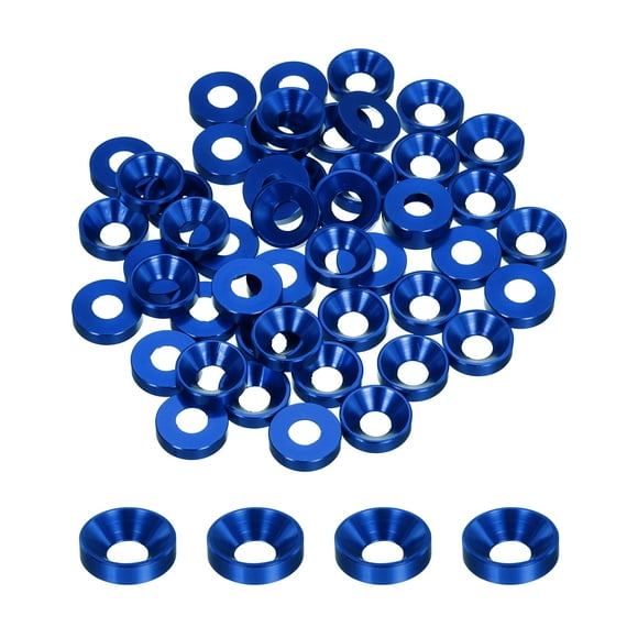 Uxcell 50pcs M3 Counterbore Washers, 0.54" Anodized Aluminum Alloy, Head Gaskets Screw RC Navy Blue