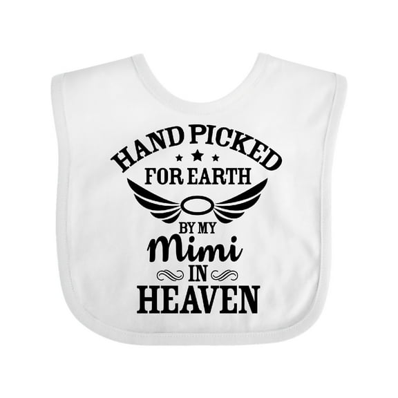 Inktastic Handpicked for Earth by My Mimi in Heaven with Angel Wings Boys or Girls Baby Bib