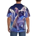 thumbnail image 3 of Rateoe Night Sky Winged French Bulldog Pattern Men's Short Sleeve Classic Shirt, Casual Short-Sleeved Shirt, Lightweight Summer Shirt, Cuban Collar Shirt,Button-Front Shirt-4X-Large, 3 of 5