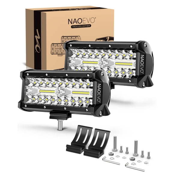 Barra de luces LED NAOEVO de 18 cm, 240 W, 24000 LM, 6500 K, para camión, barco, UTV, ATV