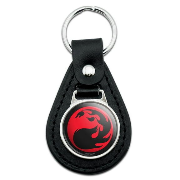Magic The Gathering Red Mana Symbol Black Leather Keychain