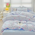 thumbnail image 4 of JOLUSERE 3-Piece Blue Plaid Pink Bows Comforter Queen Set , Cute Soft Bedding Set for Kids Adults, 4 of 9