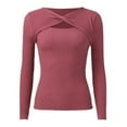 thumbnail image 5 of aidice T Shirts for Women Crewneck Long Sleeve Slim Fitting Tops Crisscross Comfy Keyhole Tee Shirts, 5 of 8
