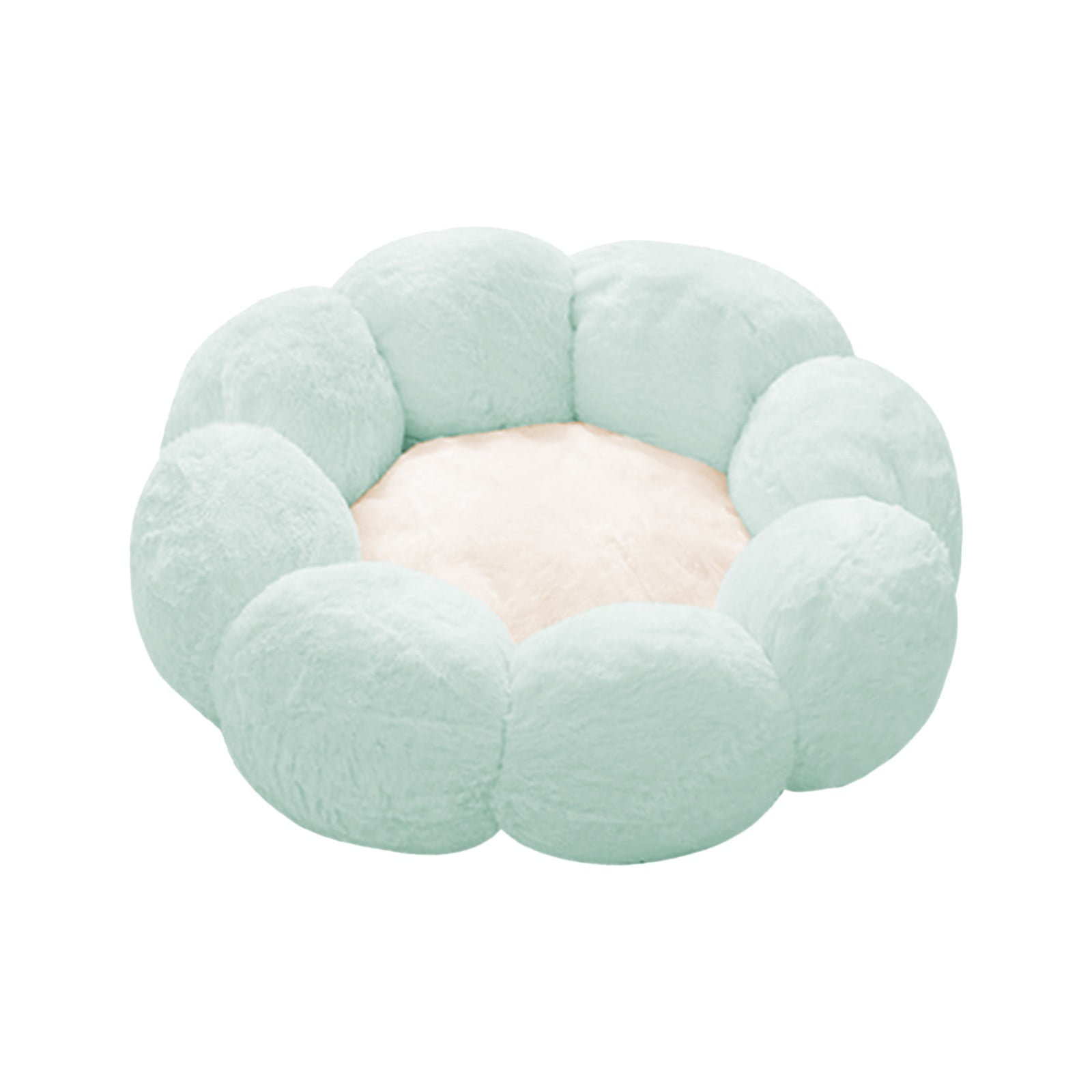 Nebwoak Round Cat Bed Warm Rounded Petals Calming Dog Cats Bed Cuddler Warming Cozy Soft Bed Faux Furs Cushion Bed for Small Medium Dogs and Cats