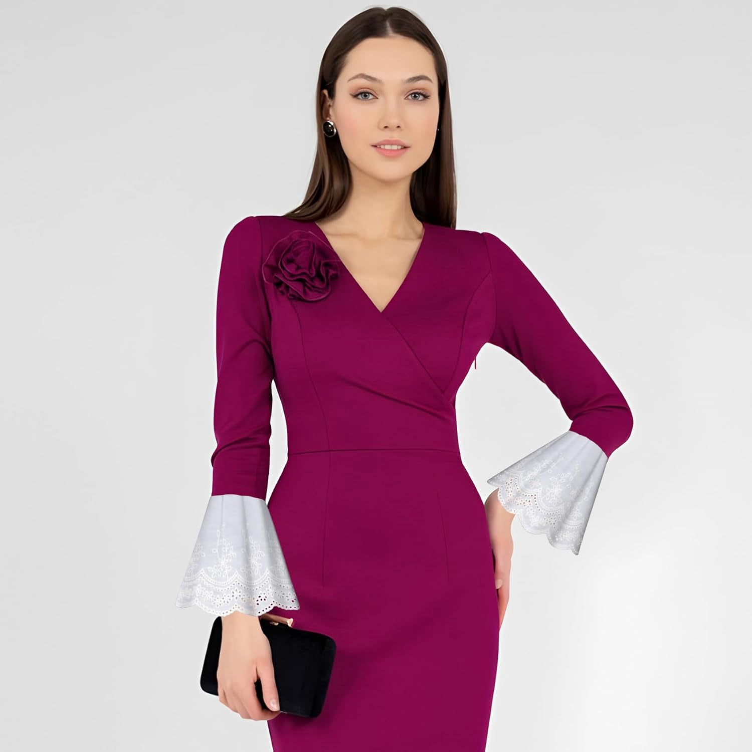 5 Yards White Cotton Eyelet Lace Trim, 7.8" Wide Floral Embroidery Fabric for Sewing & Home Decor